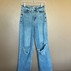 SO Light Blue Distressed Flare Jeans